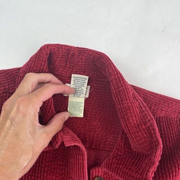 LL Bean Wide Whale Corduroy Relaxed Comfort Shirt S Red Shacket cabincore boho - Picture 12 of 13